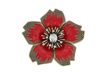 Load image into Gallery viewer, Midnight Blossom Red Brooch
