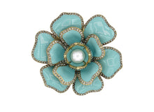 Load image into Gallery viewer, Gardenia Blue Enamel Brooch