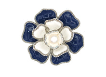 Load image into Gallery viewer, Gardenia Blue Contrast Brooch