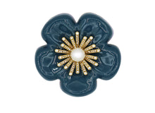Load image into Gallery viewer, Camellia Denim Enamel Brooch