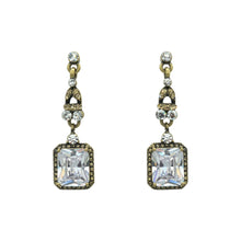 Load image into Gallery viewer, Asscher Champagne Crystal Earrings