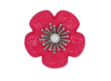 Load image into Gallery viewer, Camellia Fuchsia Enamel Brooch
