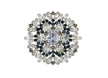 Load image into Gallery viewer, Chrysanthemum Navy Crystal Brooch