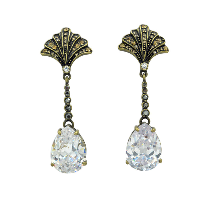 Seashell Crystal Drop Earrings