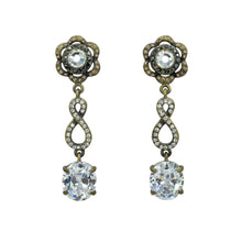 Load image into Gallery viewer, Floral Crystal Drop Earrings