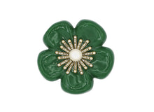 Load image into Gallery viewer, Camellia Green Enamel Brooch