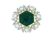 Load image into Gallery viewer, Peony Green Cabochon Brooch