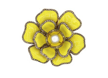 Load image into Gallery viewer, Gardenia Yellow Enamel Brooch
