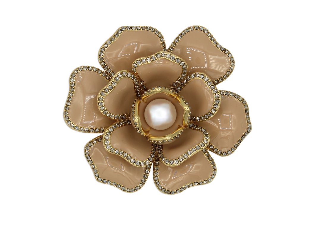 Gardenia Beige Enamel Brooch