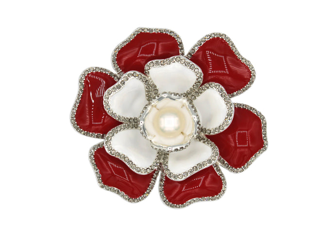 Gardenia Red Contrast Brooch