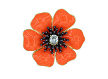 Load image into Gallery viewer, Daisy Orange Enamel Brooch
