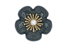 Load image into Gallery viewer, Camellia Grey Enamel Brooch
