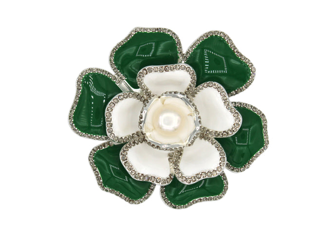 Gardenia Green Contrast Brooch