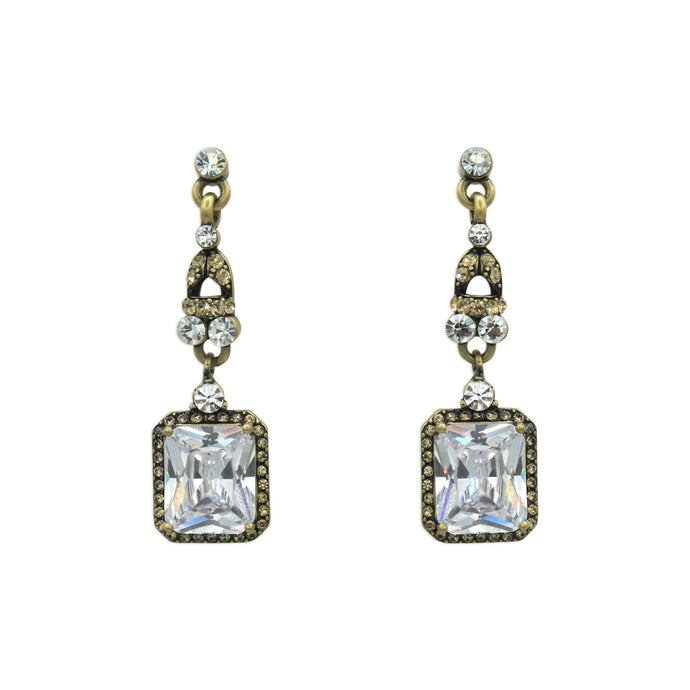 Boucles d'oreilles Asscher en cristal de Champagne