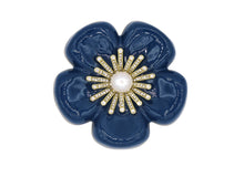 Load image into Gallery viewer, Camellia Blue Enamel Brooch
