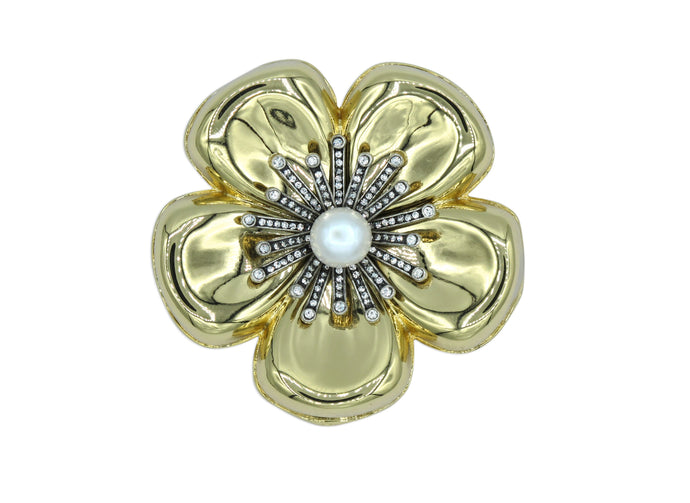 Camellia Gold Metal Brooch