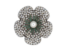 Load image into Gallery viewer, Camellia Emerald Contrast Brooch
