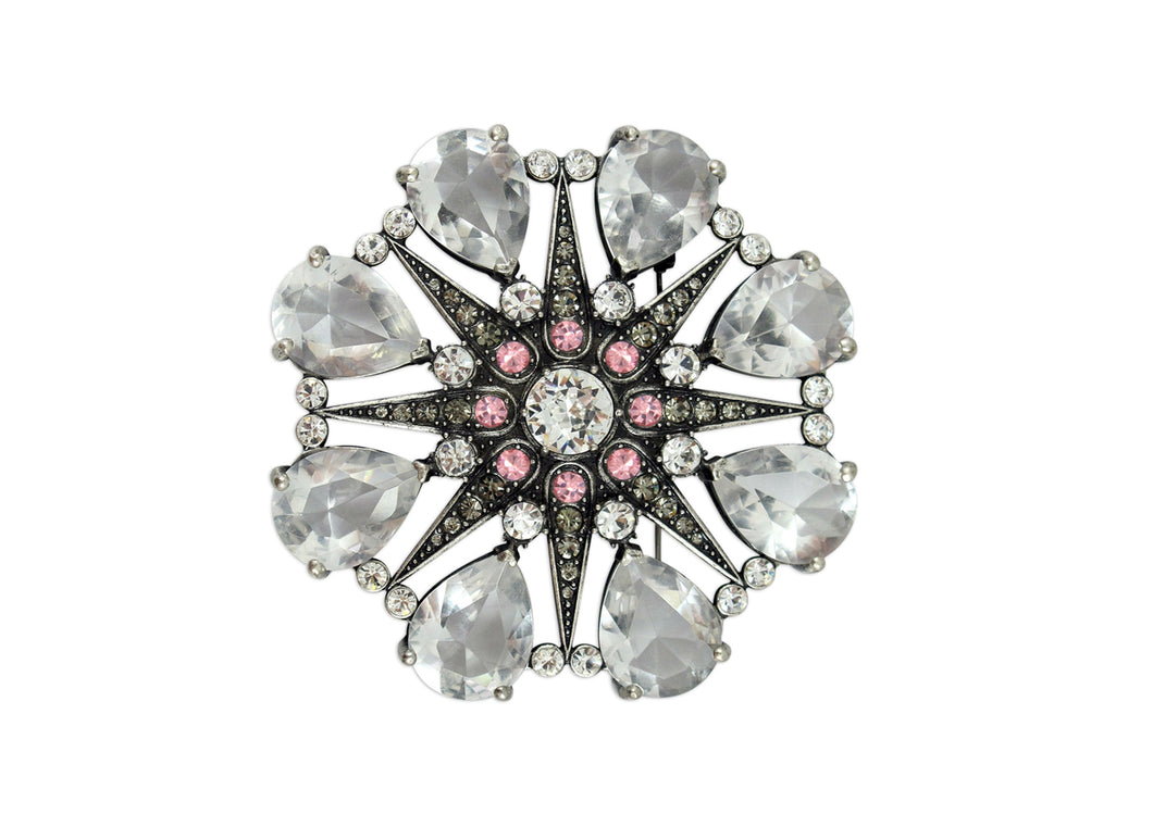 Zinnia Pink Crystal Brooch