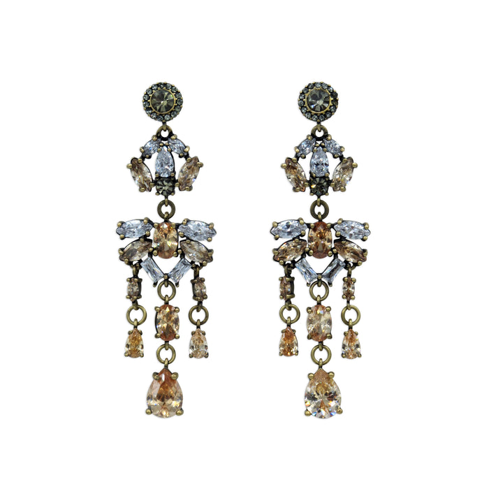 Chandelier Champagne Crystal Earrings