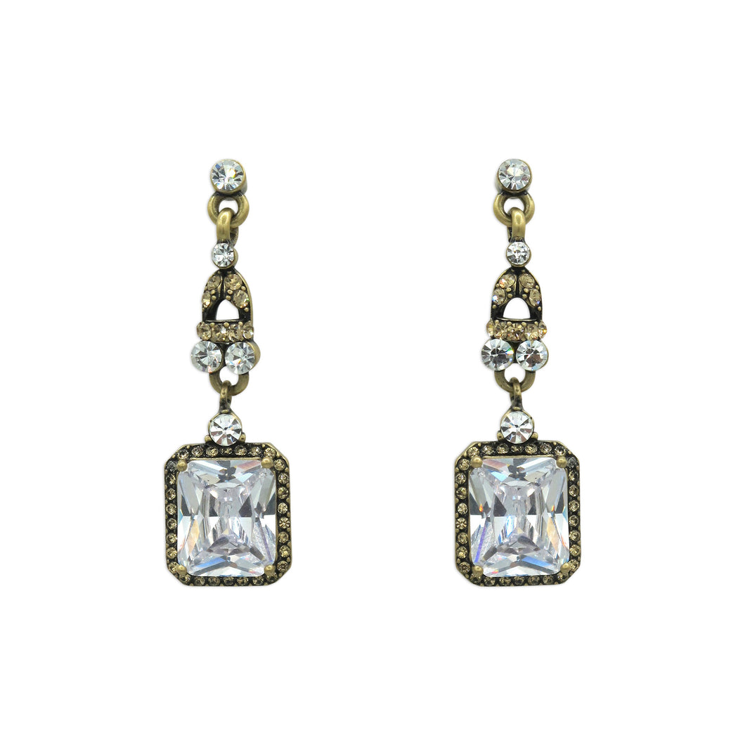 Asscher Champagne Crystal Earrings