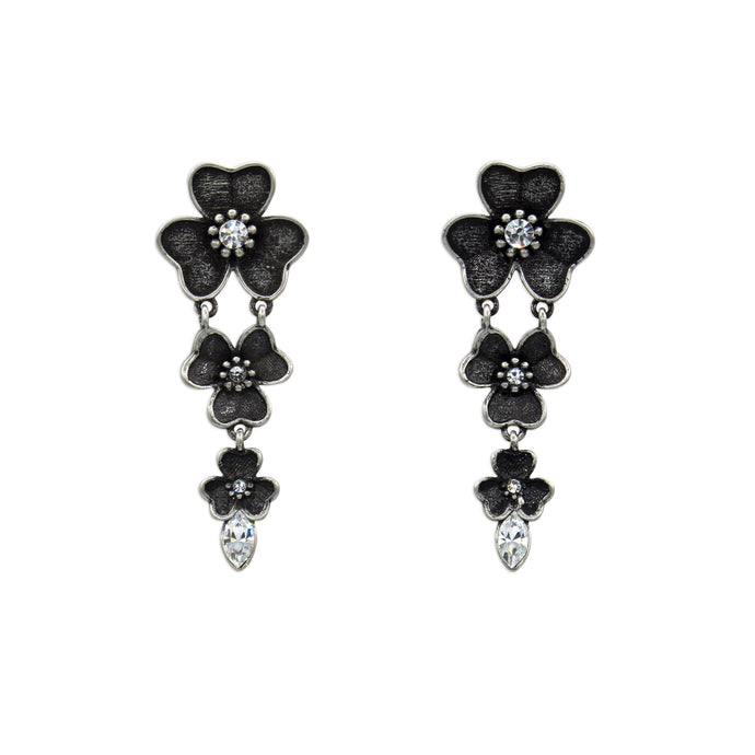 Boucles d'oreilles argentées en forme de cascade florale