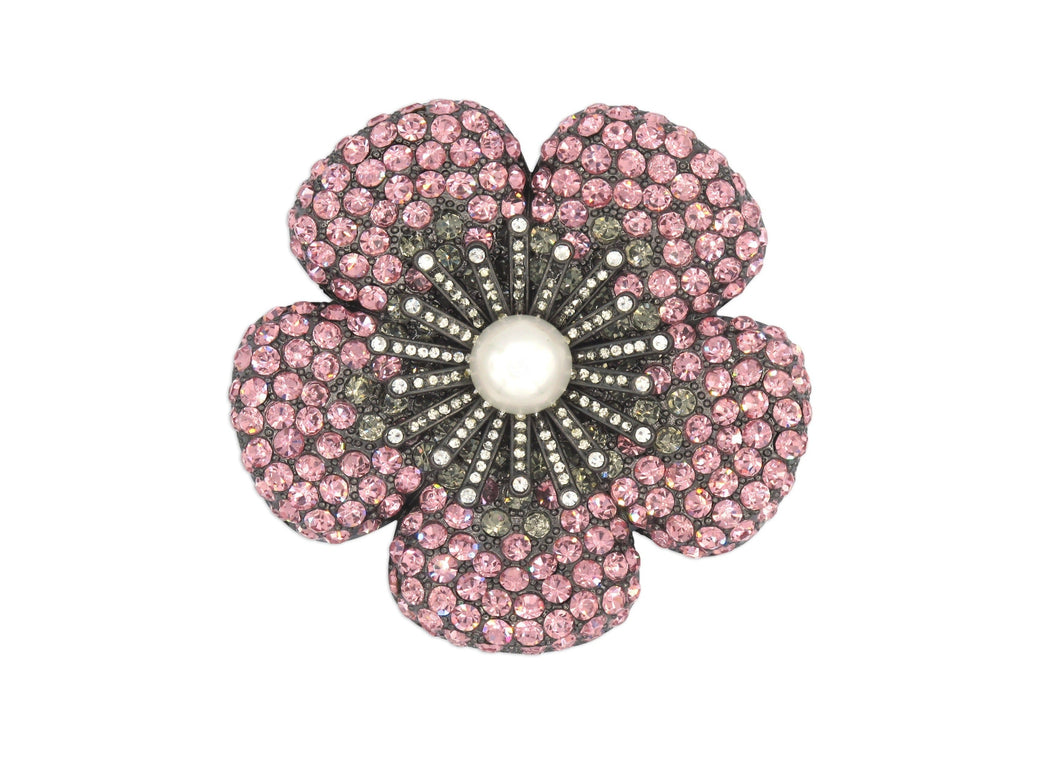 Camellia Pink Crystal Brooch 