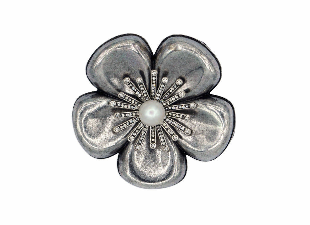Camellia Silver Metal Brooch  