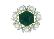 Load image into Gallery viewer, Peony Green Cabochon Brooch 
